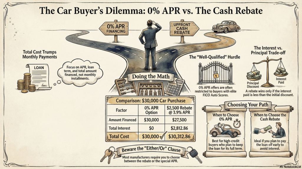 0% APR vs cash rebate: which is better for car buyers? The better option is the one that leaves you paying less overall, not the one with the flashier ad.