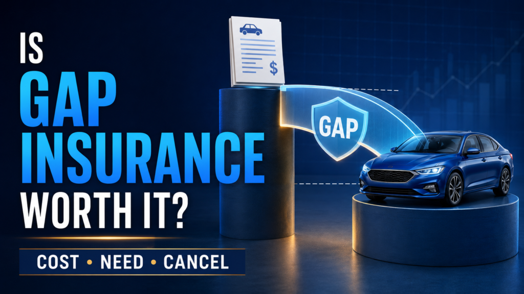 Illustration showing GAP insurance covering the difference between a car's value and remaining loan balance.
