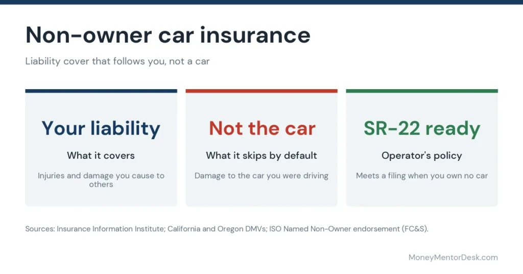 Non-owner car insurance: liability cover that follows you, not a car