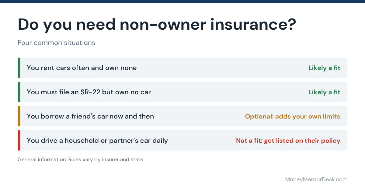 Who needs non-owner car insurance: four common situations
